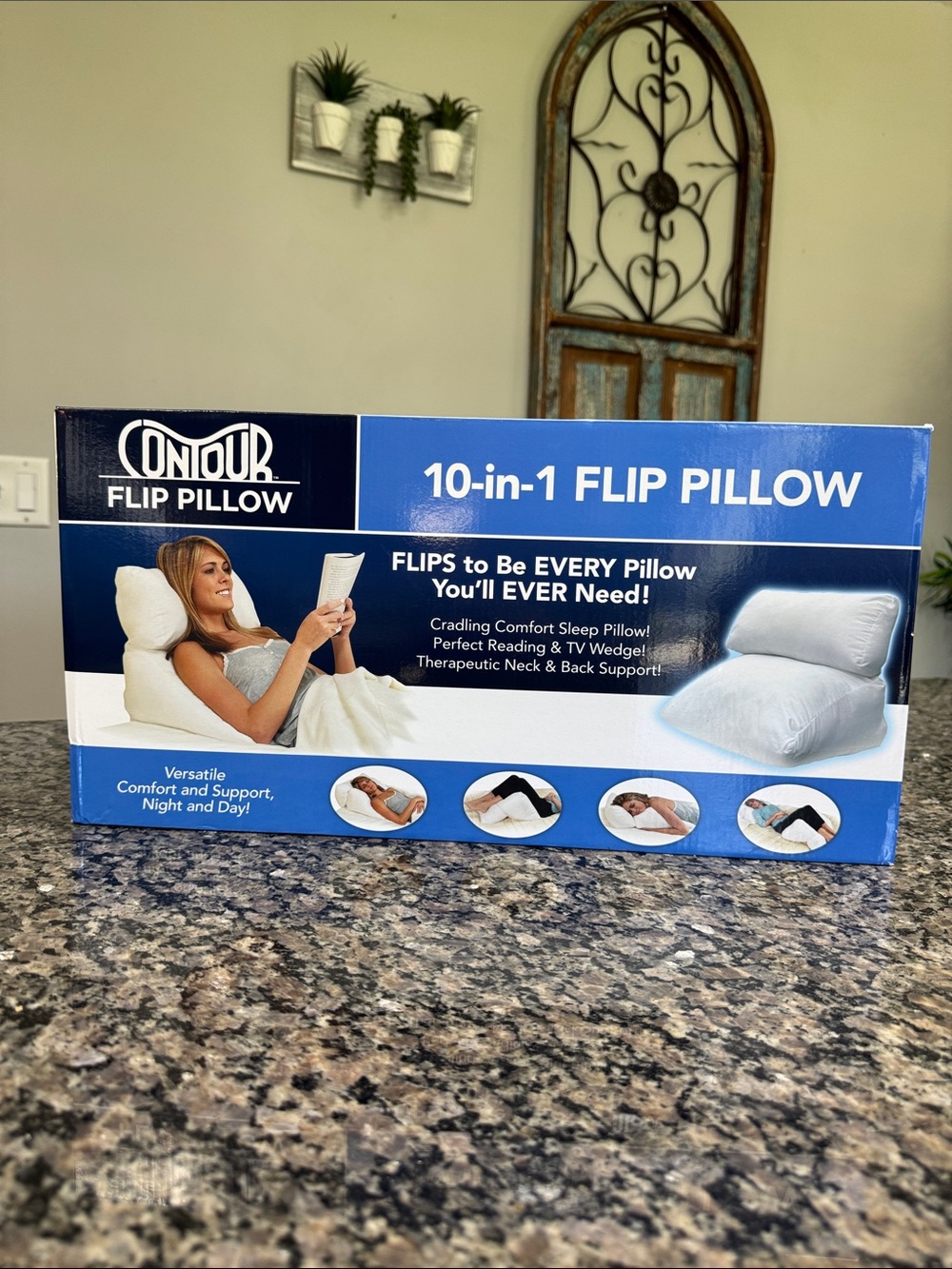 Trend makers Contour 10-in-1 Flip Pillow - White Support Pillow NEW